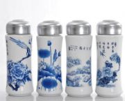 國色天香雙層青花瓷保溫禮品杯